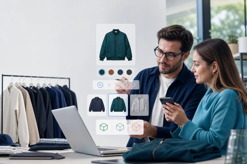Merchant reviewing product size, color, and inventory variants