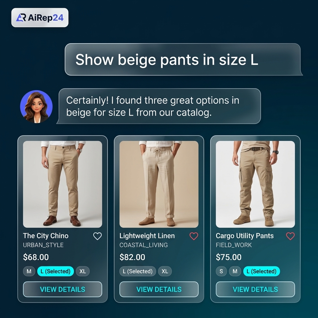 AiRep24 smart product search with interactive product cards