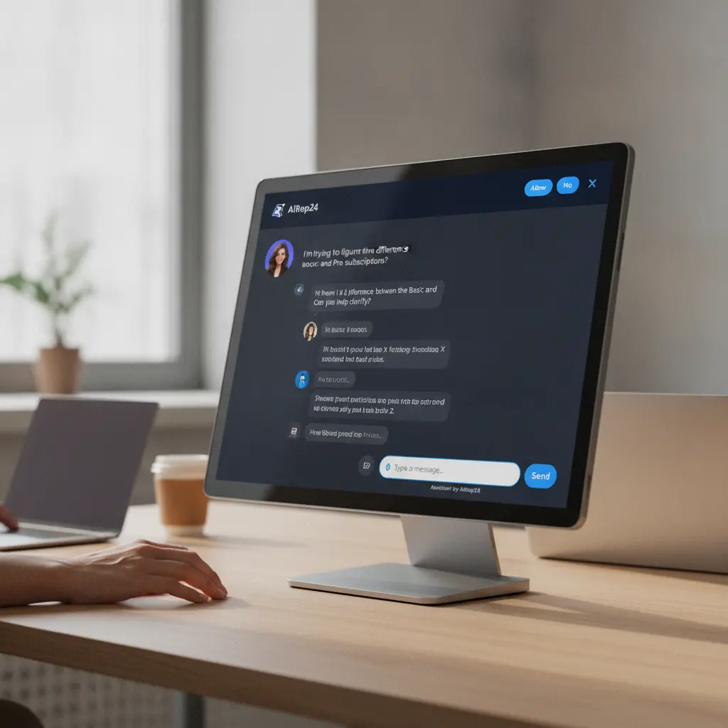 An AI assistant chat interface showing a conversational exchange with a customer.