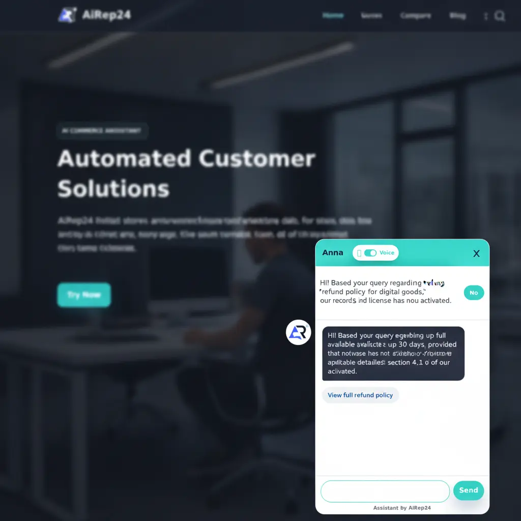 AI assistant chatbot interface providing a precise answer to a customer's question.