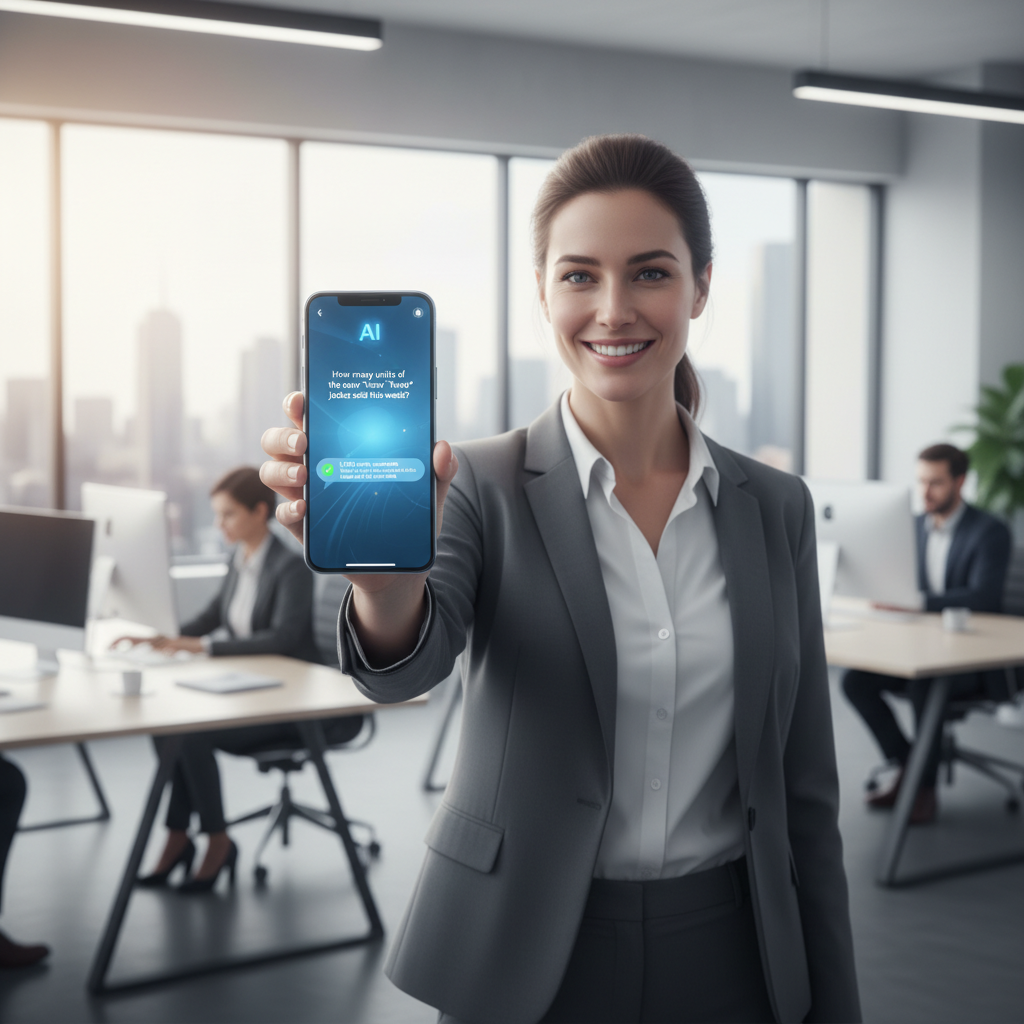 A customer receiving an instant, accurate answer from an AI assistant on a mobile phone.